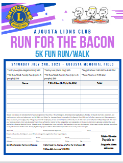 Bean and Bacon Days 2022 Run for the Bacon Registration Form