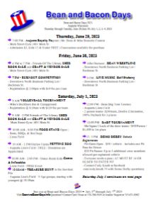 Bean and Bacon Days 2023 Printable Schedule